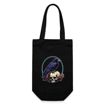 Big Raven Sitting on Sculls - Gift Bag for Bottles - black - Front