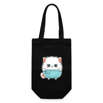 Mignon chat angora dans un sac - Sac à bouteille - noir - Devant