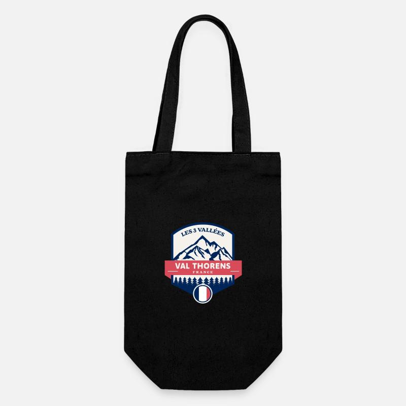 Val Thorens Drapeau Français Rétro Montagnes - Sac à bouteille - noir