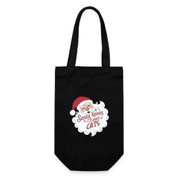 Der Weihnachtsmann weiß, dass ich Katzen will Weihnachtsspaß - Geschenkbeutel für Flaschen - Schwarz - Vorne