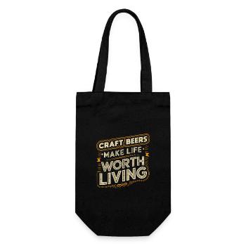Craft-Biere machen das Leben lebenswert Kunst für Bier - Geschenkbeutel für Flaschen - Schwarz - Vorne