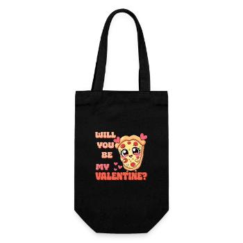 Pizza - Will You Be My Valentine - Gift Bag for Bottles - black - Front
