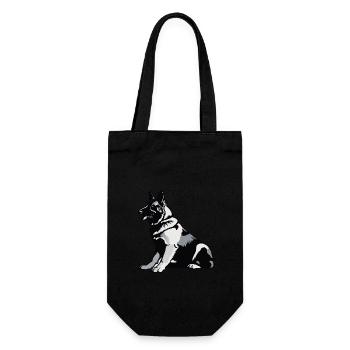 Sitting German Shepherd - Pet Sticker - Geschenkbeutel für Flaschen - Schwarz - Vorne