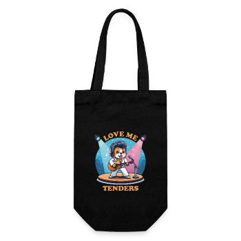 Love Me Tenders 70er Jahre Musik Hund Lustige Tiere - Geschenkbeutel für Flaschen - Schwarz - Vorne
