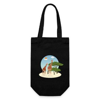 Mother and baby giraffe - Gift Bag for Bottles - black - Front