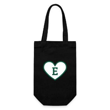 Buchstabe e Herz Sport Trend grün - Geschenkidee - Geschenkbeutel für Flaschen - Schwarz - Vorne