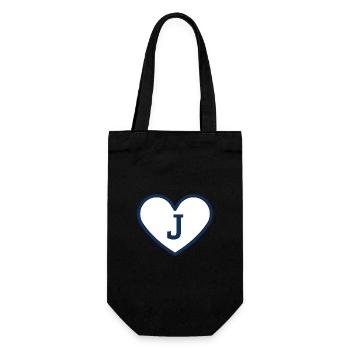 Letter j Heart Sport Trend Blue - Gift Idea - Gift Bag for Bottles - black - Front