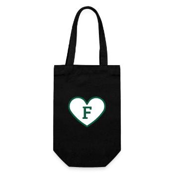 Buchstabe f Herz Sport Trend grün - Geschenkidee - Geschenkbeutel für Flaschen - Schwarz - Vorne