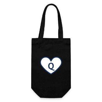 Letter Q Heart Sport Trend Blue - Gift Idea - Gift Bag for Bottles - black - Front