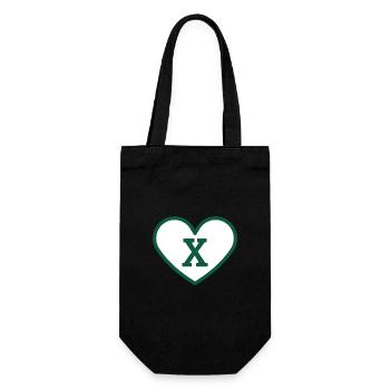 Buchstabe x Herz Sport Trend grün - Geschenkidee - Geschenkbeutel für Flaschen - Schwarz - Vorne