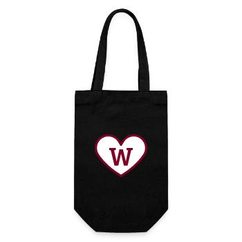 Letter w heart sport burgundy trend - gift idea - Gift Bag for Bottles - black - Front