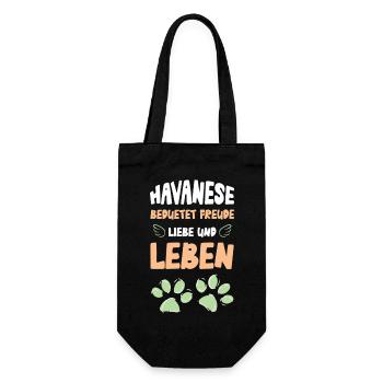 Havanese Liebe und Leben Fröhlich - Geschenkbeutel für Flaschen - Schwarz - Vorne
