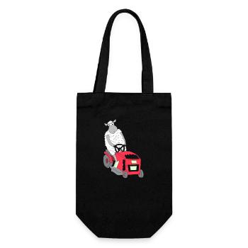 Lustiges Schaf T-Shirt Schaf Rasenmäher MÄH - Geschenkbeutel für Flaschen - Schwarz - Vorne