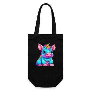 Fusion of pig and unicorn - rainbow design - Gift Bag for Bottles - black - Front