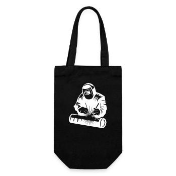 Welder silhouette during arc welding - Gift Bag for Bottles - black - Front