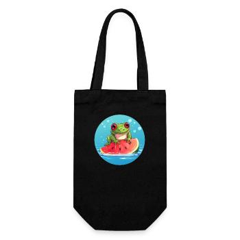 Frosch auf Wassermelone im Meer - Geschenkbeutel für Flaschen - Schwarz - Vorne