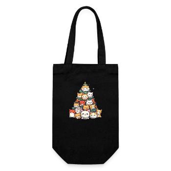 Christmas Magic: Cartoon Cats in the Christmas Tree - Gift Bag for Bottles - black - Front