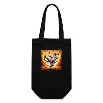 Karate Cat in Autumn Sunset Grunge - Gift Bag for Bottles - black - Front