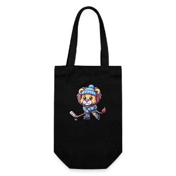 Cute Comic Löwe Eishockey-Spieler - Geschenkbeutel für Flaschen - Schwarz - Vorne