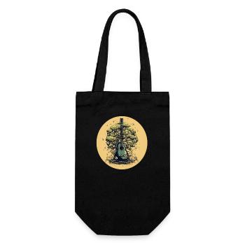 Vintage Akustikgitarre Tribal Baum - Geschenkbeutel für Flaschen - Schwarz - Vorne