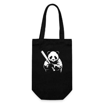 Minimalistische Panda Baseballspieler Silhouette - - Geschenkbeutel für Flaschen - Schwarz - Vorne