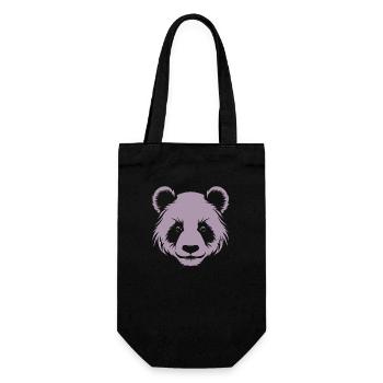 Portrait de tête de silhouette de panda - Sac à bouteille - noir - Devant