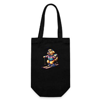 Dog Golden Retriever Skiing Skier - Gift Bag for Bottles - black - Front