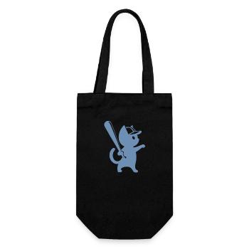 Minimalistische Katzen-Baseballspieler Silhouette - Geschenkbeutel für Flaschen - Schwarz - Vorne