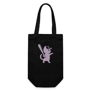 Minimalistische Katzen-Baseballspieler Silhouette - Geschenkbeutel für Flaschen - Schwarz - Vorne