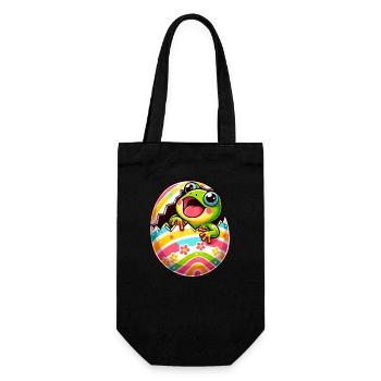 Colorful Easter egg with hatching frog design - Gift Bag for Bottles - black - Front