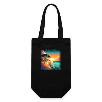 Grunge Sommerurlaub Eagle Beach Aruba - Geschenkbeutel für Flaschen - Schwarz - Vorne