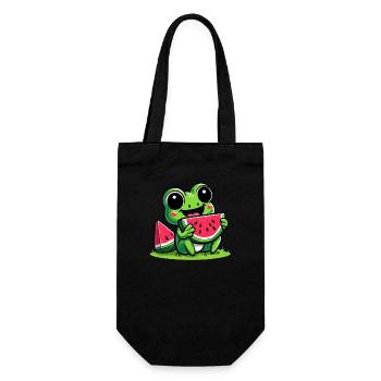 Grenouille kawaii à la pastèque - Sac à bouteille - noir - Devant