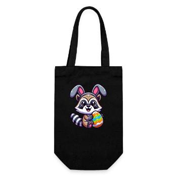 Easter Raccoon in Egg Disguise Cartoon - Gift Bag for Bottles - black - Front
