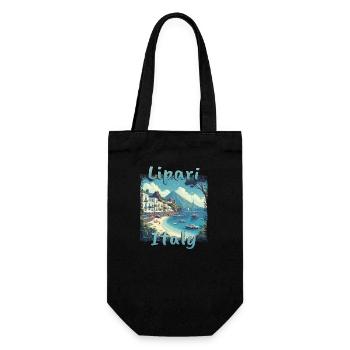 Lipari Italien Grunge Strand Berge - Geschenkbeutel für Flaschen - Schwarz - Vorne
