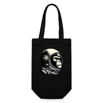 Schimpanse Astronaut Nachdenklich Kosmos - Geschenkbeutel für Flaschen - Schwarz - Vorne