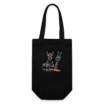 Doberman Robot Cyborg Chien Futuriste - Sac à bouteille - noir - Devant