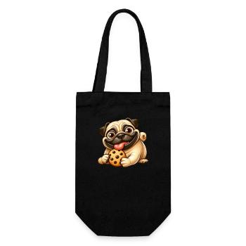 Pug with Cookie Candy Dessert - Gift Bag for Bottles - black - Front