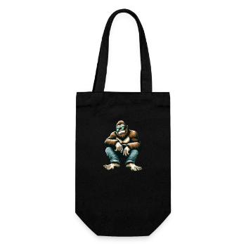 Cooler Bigfoot mit Sonnenbrille - Geschenkbeutel für Flaschen - Schwarz - Vorne