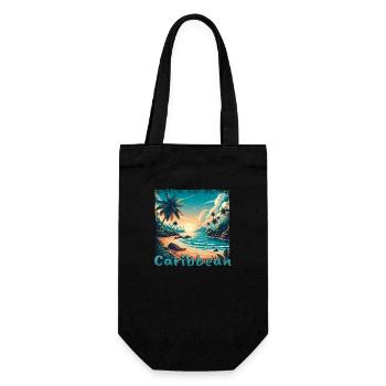 Vacances à la plage dans les Caraïbes en Amérique à Grunge Sti - Sac à bouteille - noir - Devant