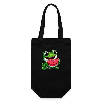 Frog With Watermelon Fruity Funny - Gift Bag for Bottles - black - Front