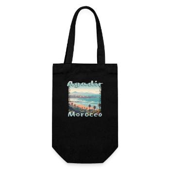 Agadir Morocco beach holiday nature palm trees - Gift Bag for Bottles - black - Front