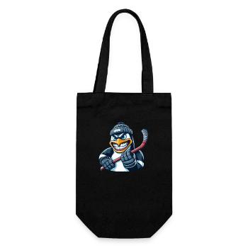 Pinguin Eishockeyspieler Hockey Wütend Cool - Geschenkbeutel für Flaschen - Schwarz - Vorne