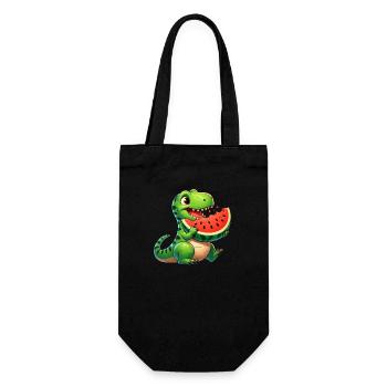 T-Rex with Melon Sweet Watermelon Cartoon Summer - Gift Bag for Bottles - black - Front