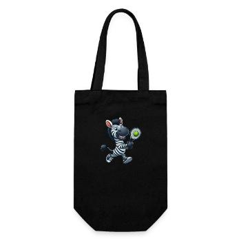 Funny Zebra Tennis Tennis Player Animal Cartoon - Gift Bag for Bottles - black - Front