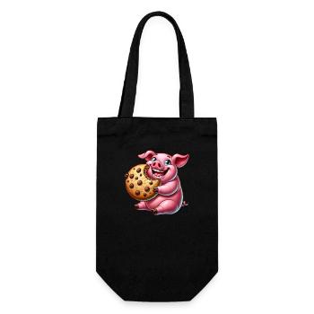 Süßes Schwein Cookie Nachtisch Leckereien - Geschenkbeutel für Flaschen - Schwarz - Vorne