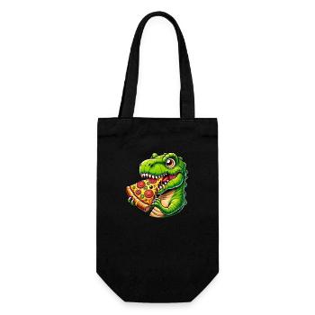 T-Rex Dinosaur with Pizza Cheese Olives Fun - Gift Bag for Bottles - black - Front