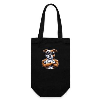 Cooler Hund Pitbull Sonnenbrille Cartoon Stil - Geschenkbeutel für Flaschen - Schwarz - Vorne