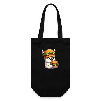 Llama Alpaca Cheeseburger Fast Food Whimsical Hat - Gift Bag for Bottles - black - Front