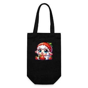 Cute Sheep Lamb Strawberry Fruit Hat Whimsical - Gift Bag for Bottles - black - Front