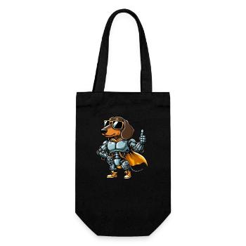 Dackel Roboter Cyborg Sci-Fi Hund Mech Design - Geschenkbeutel für Flaschen - Schwarz - Vorne